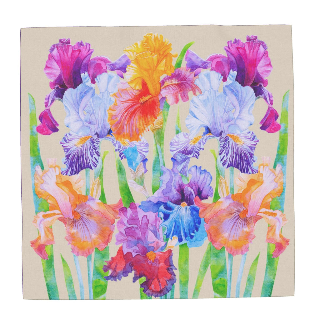 Scarf  with Watercolour Print Irises | Beige
