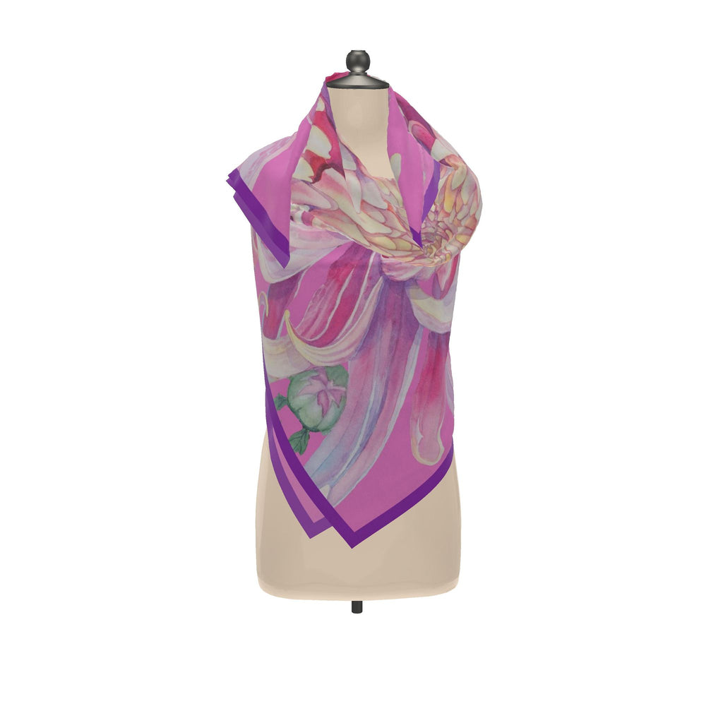 Flower Silk Scarf Dahlia | Pink Color