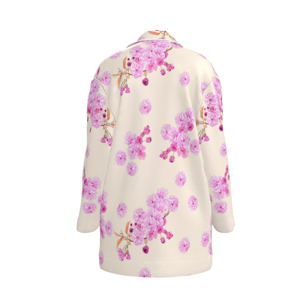 Silk Pajama Shirt Sakura | Beige and Pink Color