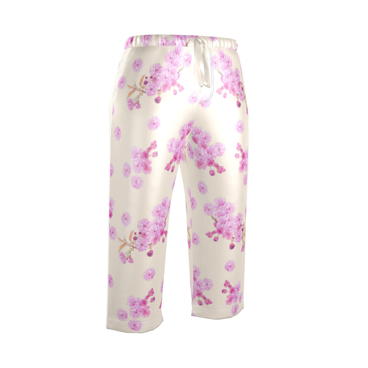 Silk Pajama Trousers Sakura | Beige and Pink Color