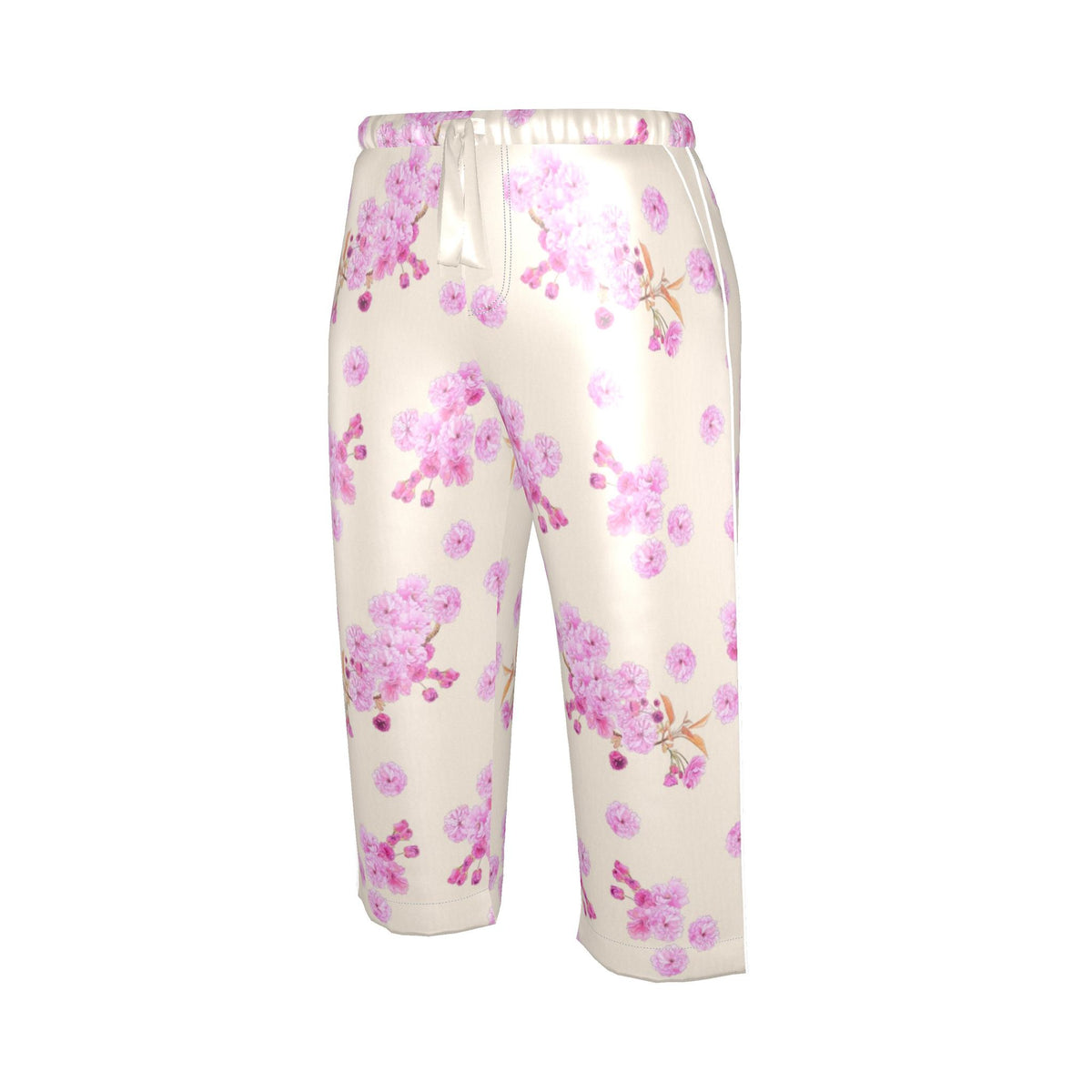 Silk Pajama Trousers Sakura | Beige and Pink Color
