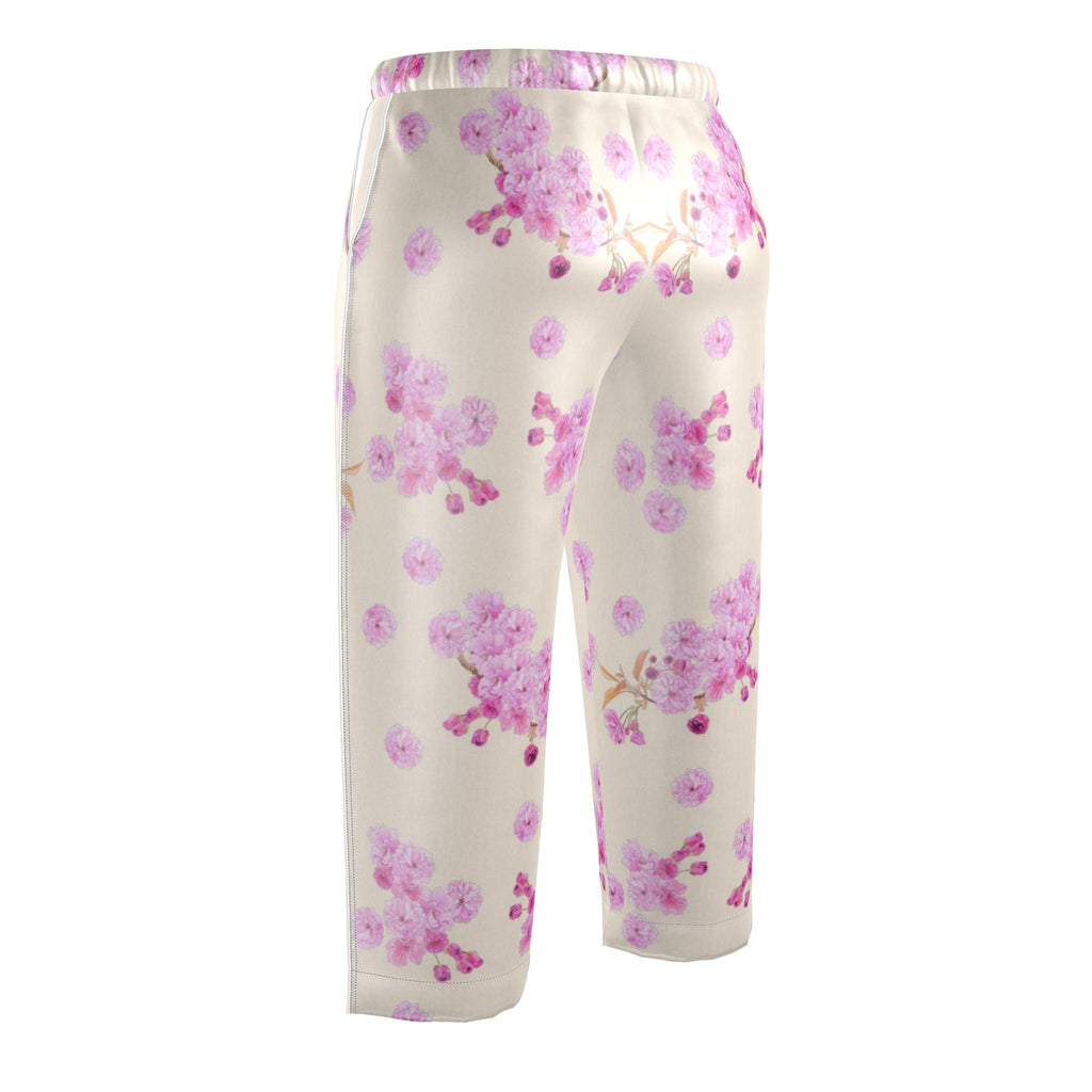 Silk Pajama Trousers Sakura | Beige and Pink Color