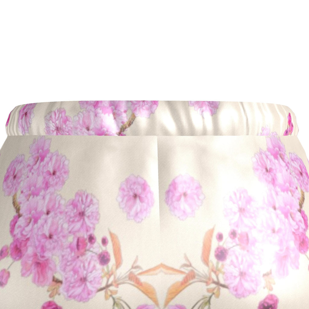 Silk Pajama Trousers Sakura | Beige and Pink Color