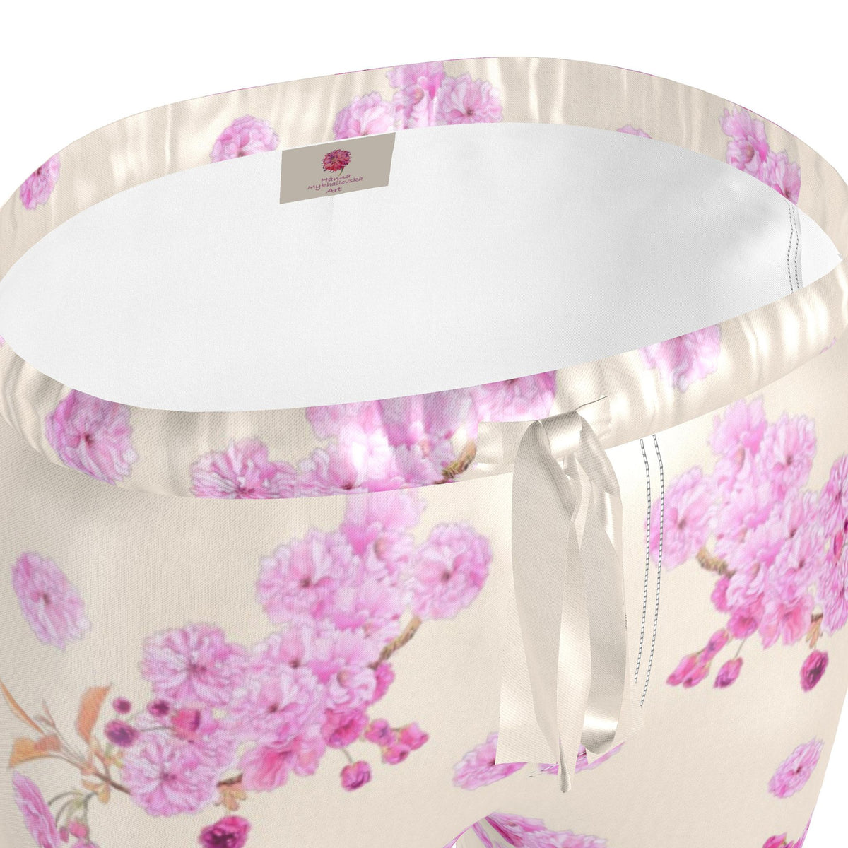 Silk Pajama Trousers Sakura | Beige and Pink Color