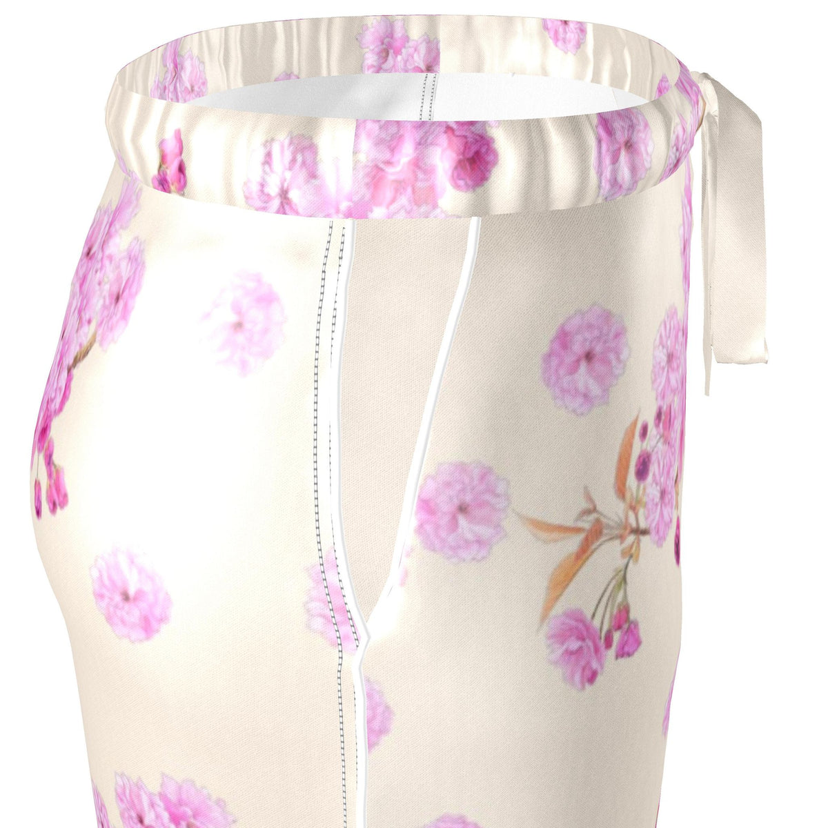Silk Pajama Trousers Sakura | Beige and Pink Color