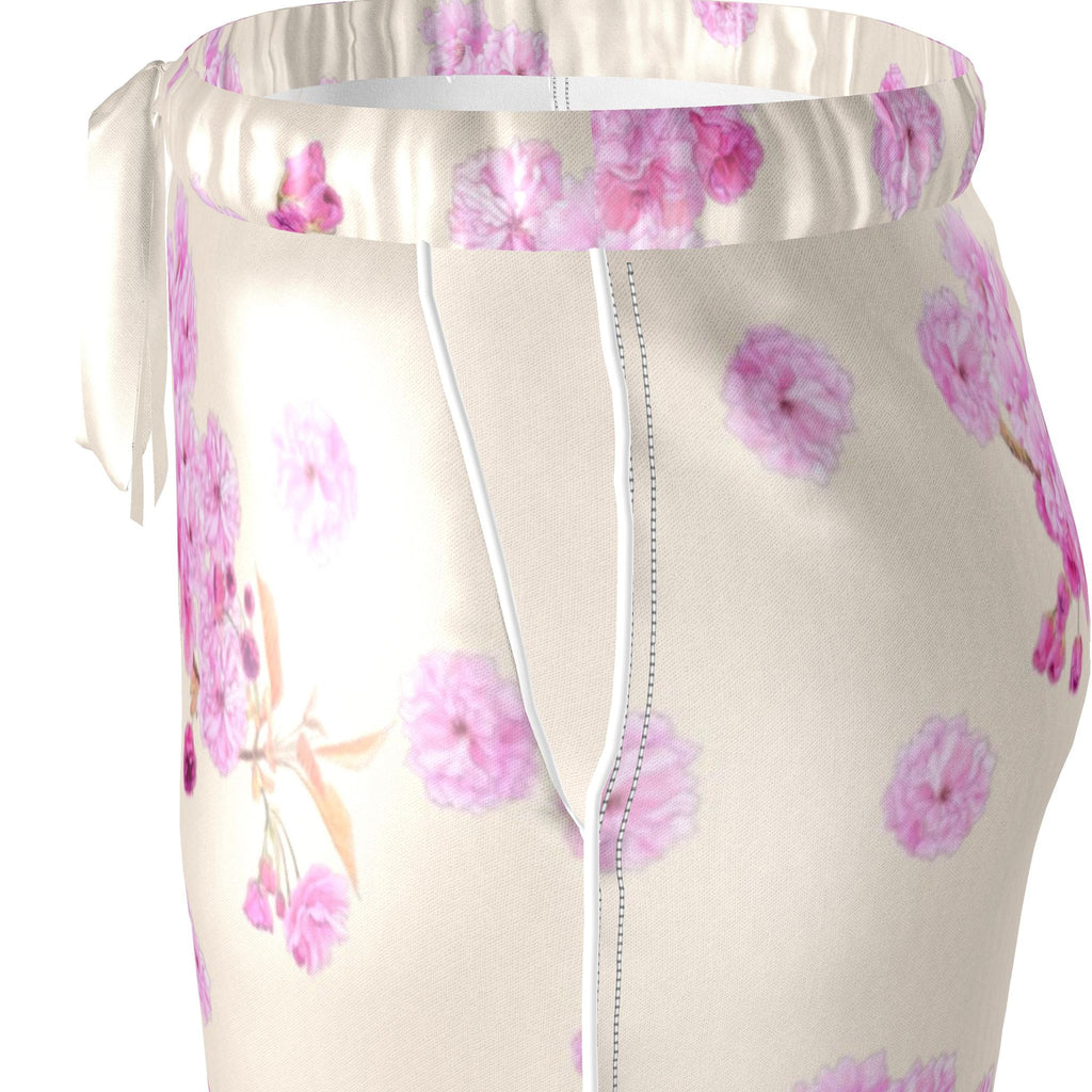Silk Pajama Trousers Sakura | Beige and Pink Color