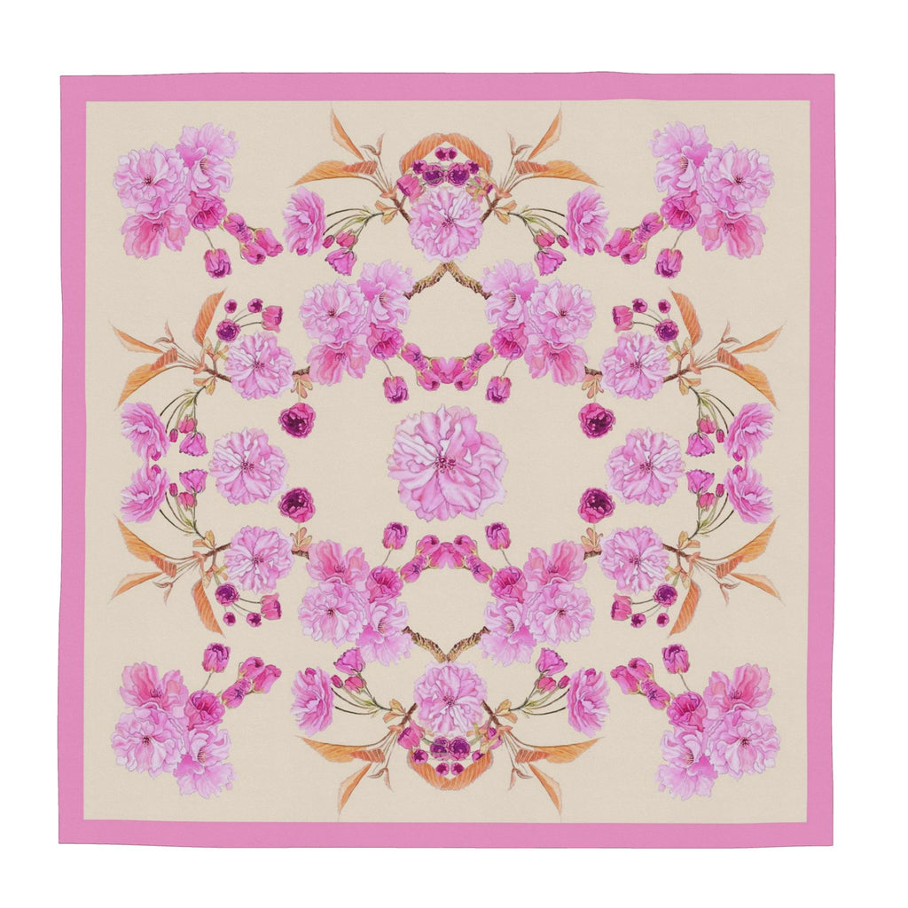 Patterned Silk Scarf Sakura | Pink and Beige Color