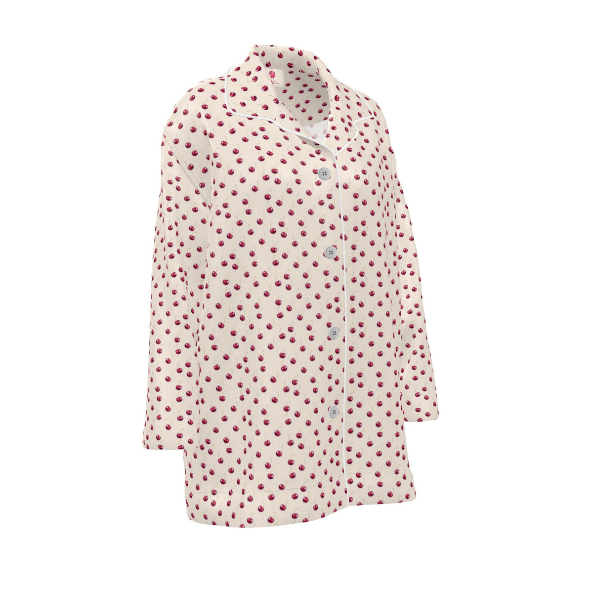 Silk Pajama Shirt Cherry | Beige and Red Color
