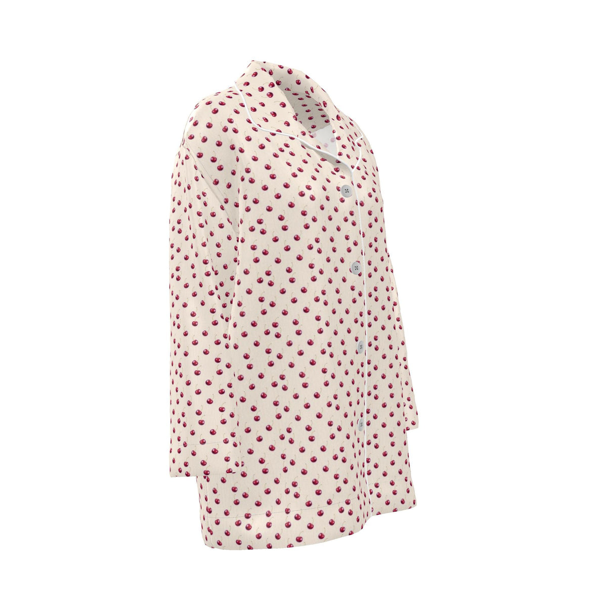 Silk Pajama Shirt Cherry | Beige and Red Color