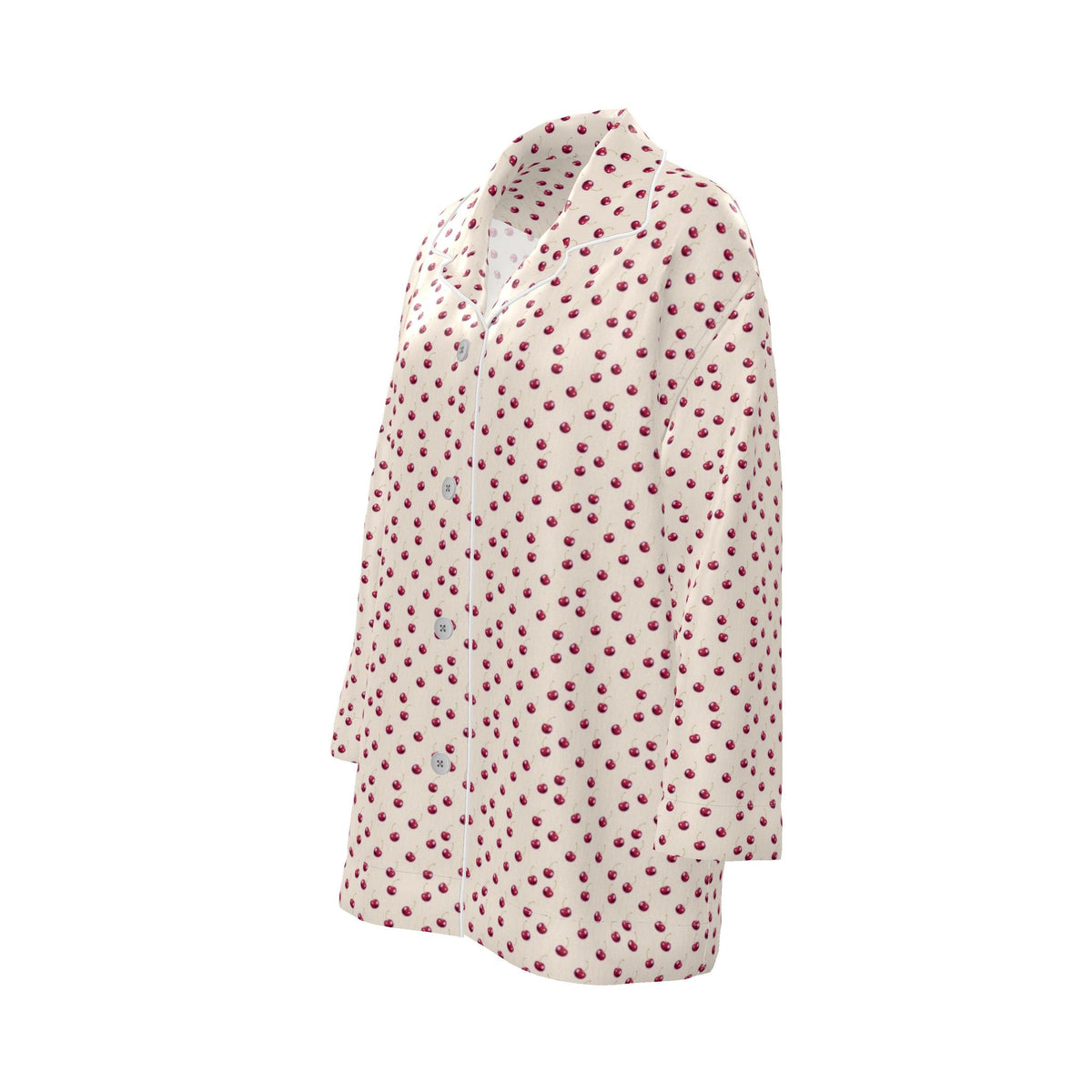 Silk Pajama Shirt Cherry | Beige and Red Color