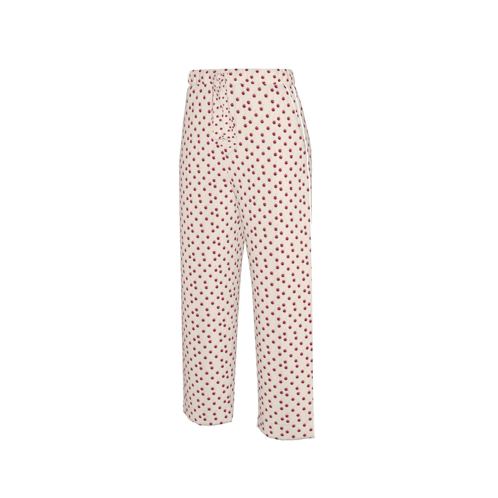 Silk Pajama Trousers Cherry | Beige Color