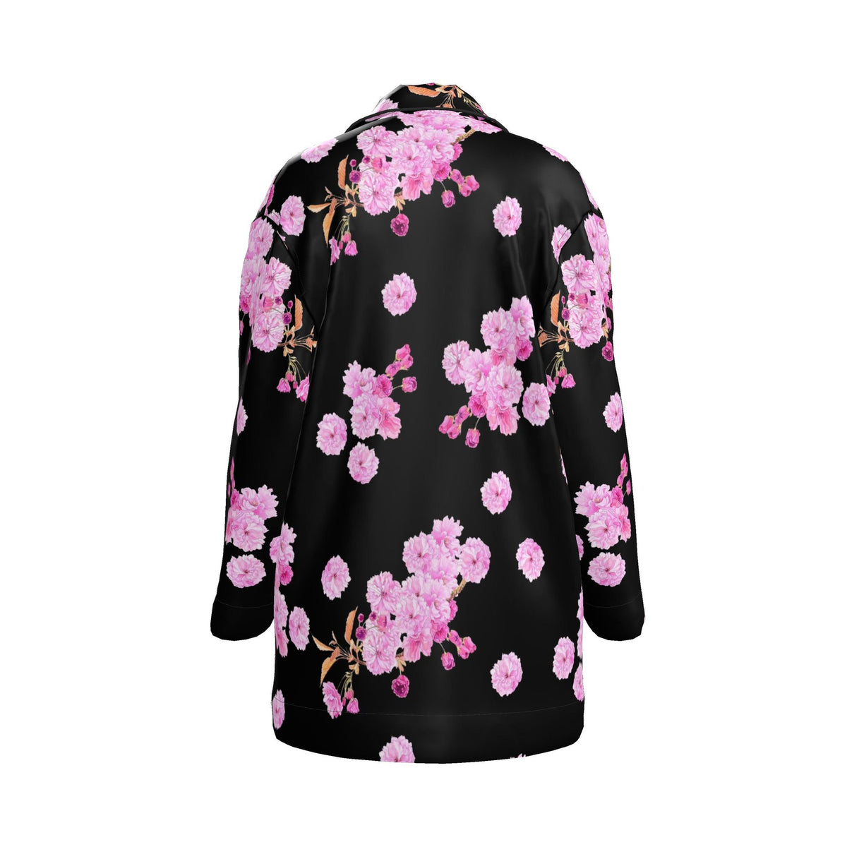 Silk Pajama Shirt Sakura | Black and Pink