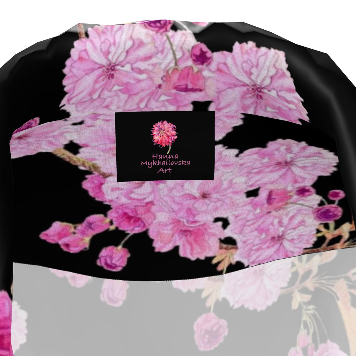 Silk Pajama Shirt Sakura | Black and Pink