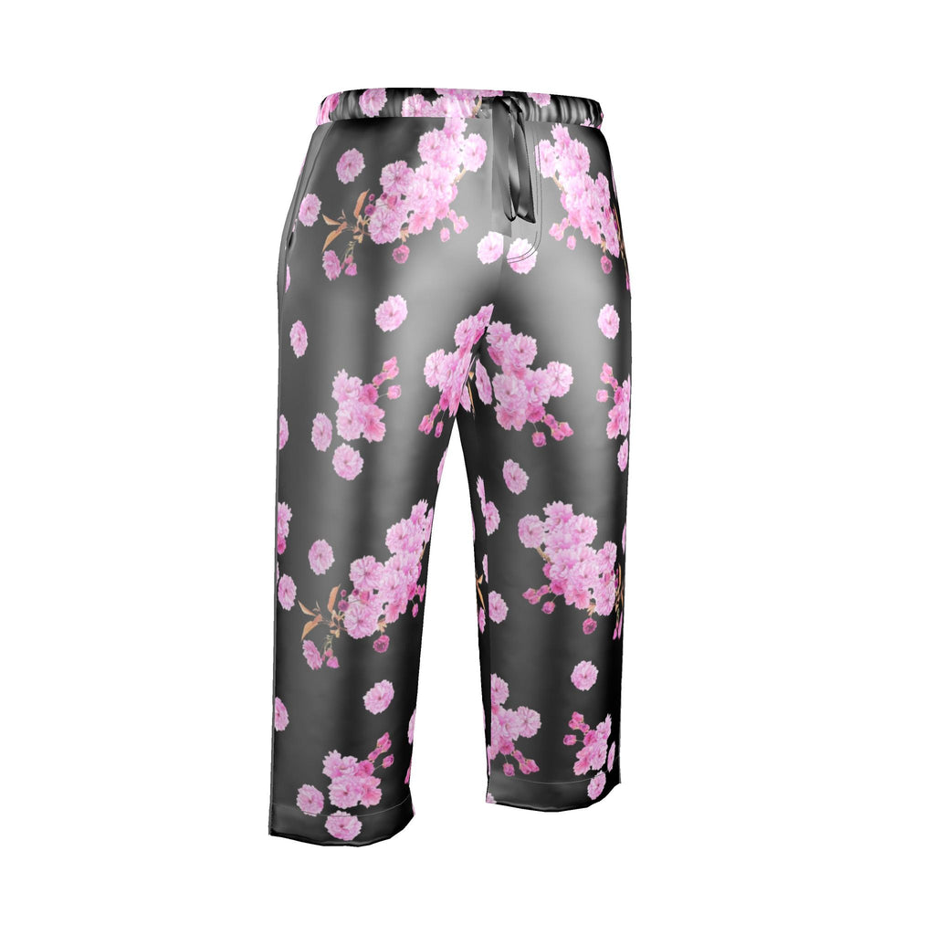 Silk Pajama Trousers Sakura | Black and Pink