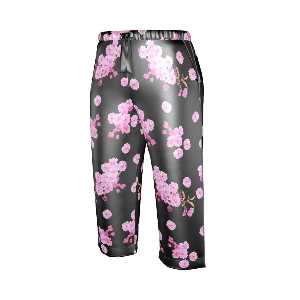 Silk Pajama Trousers Sakura | Black and Pink