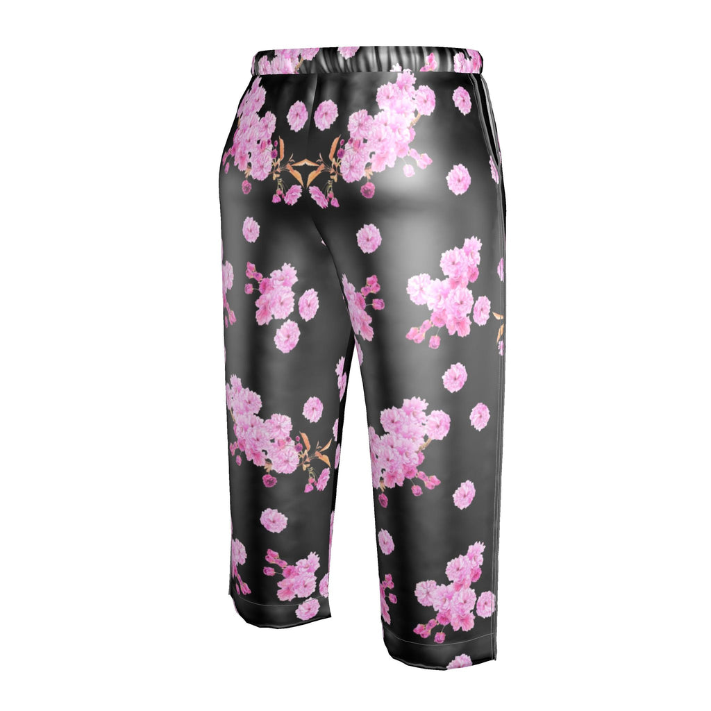 Silk Pajama Trousers Sakura | Black and Pink