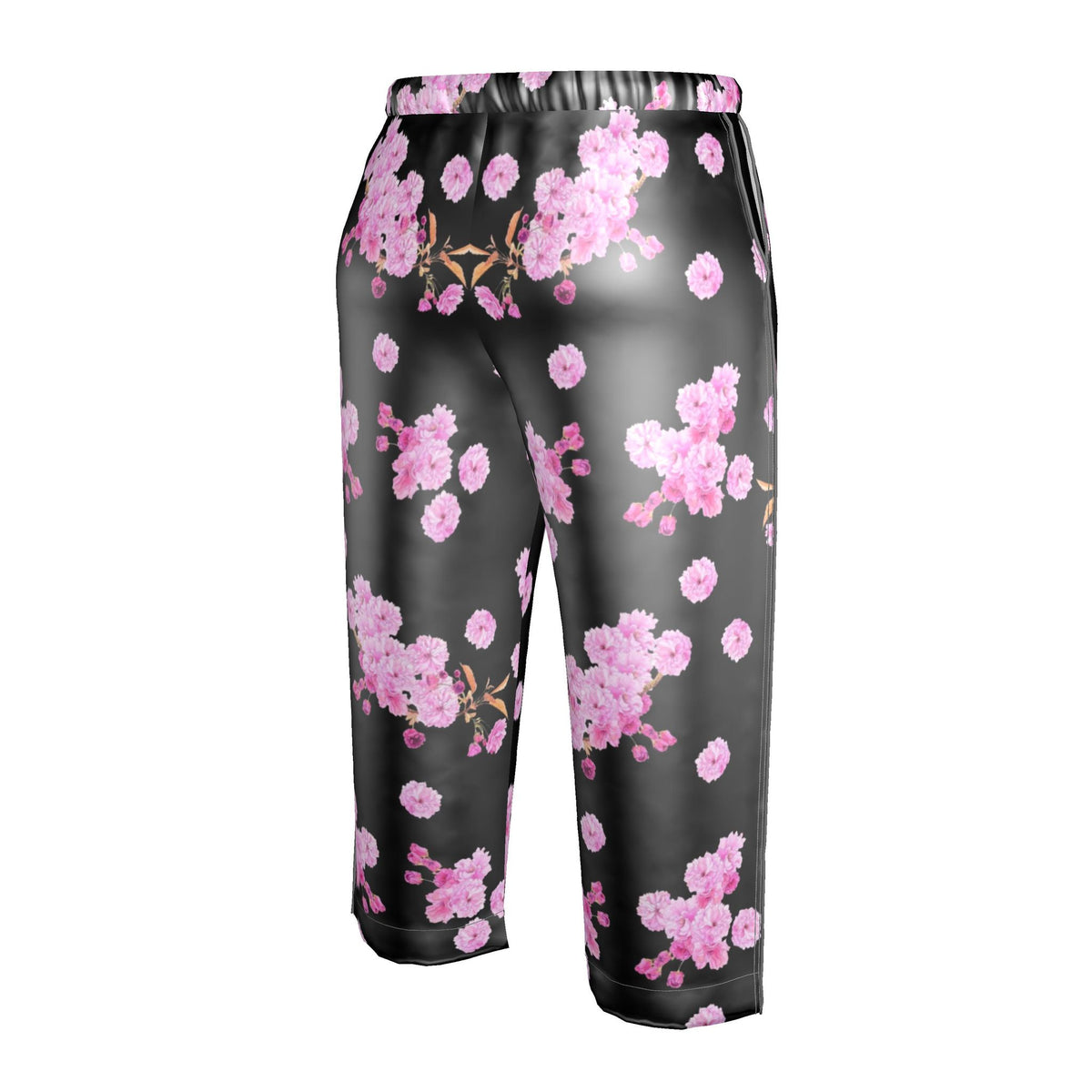 Silk Pajama Trousers Sakura | Black and Pink
