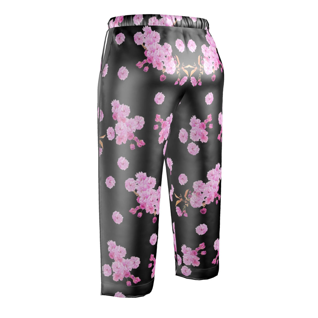 Silk Pajama Trousers Sakura | Black and Pink