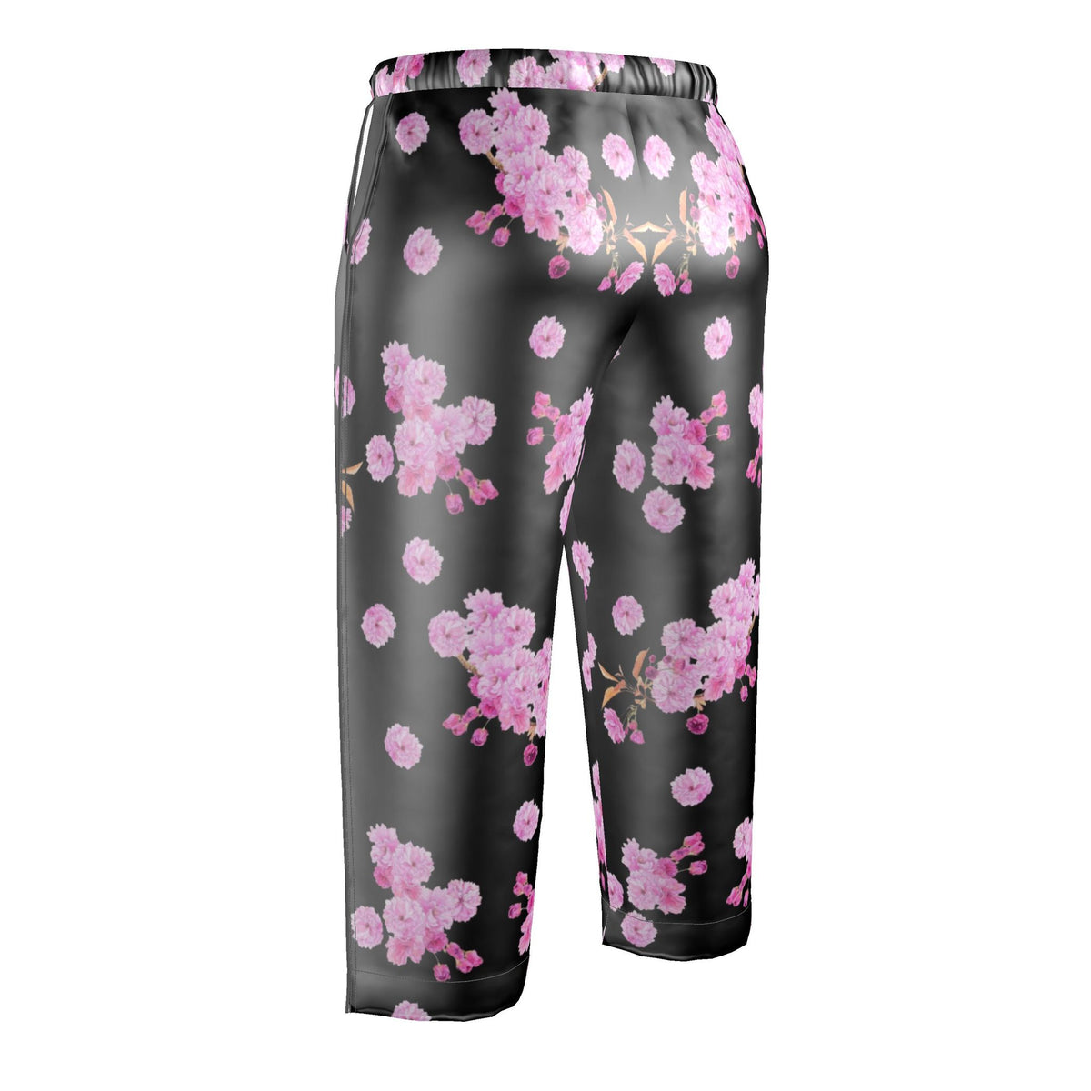 Silk Pajama Trousers Sakura | Black and Pink