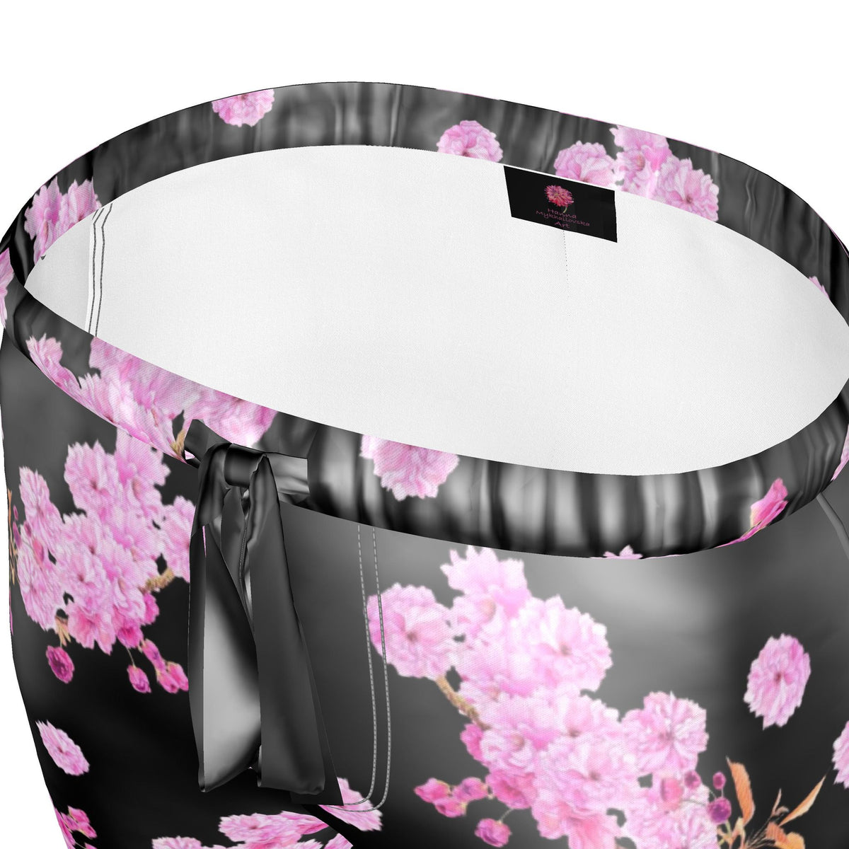 Silk Pajama Trousers Sakura | Black and Pink