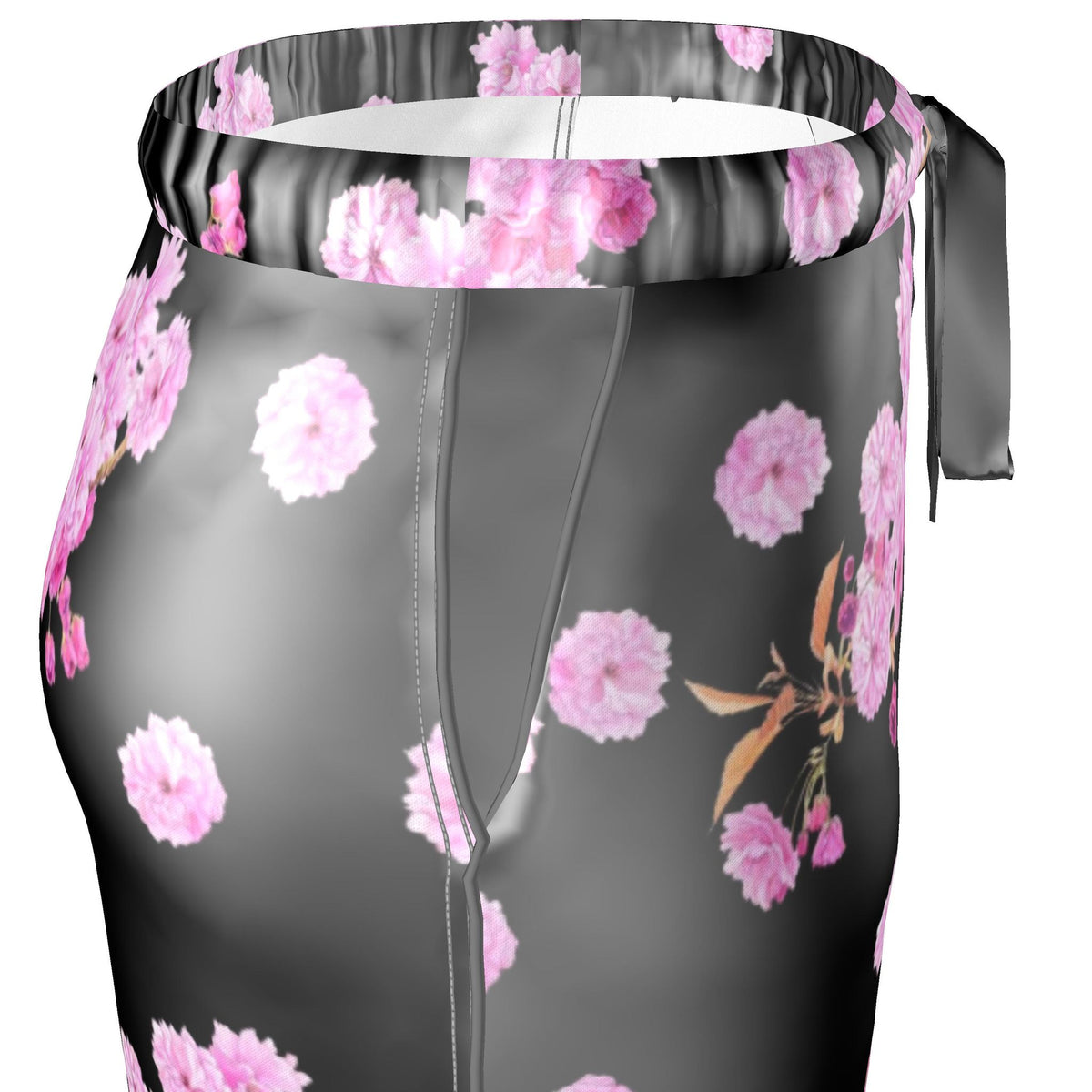 Silk Pajama Trousers Sakura | Black and Pink
