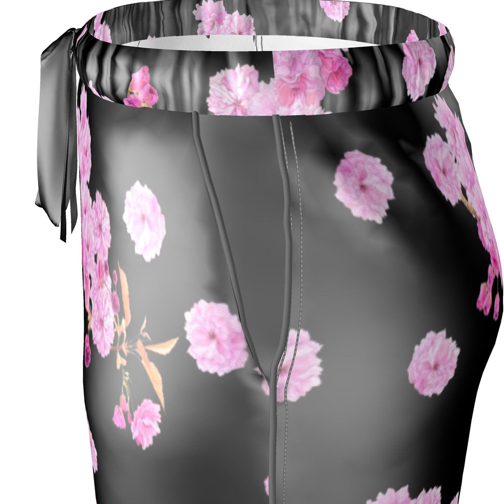 Silk Pajama Trousers Sakura | Black and Pink
