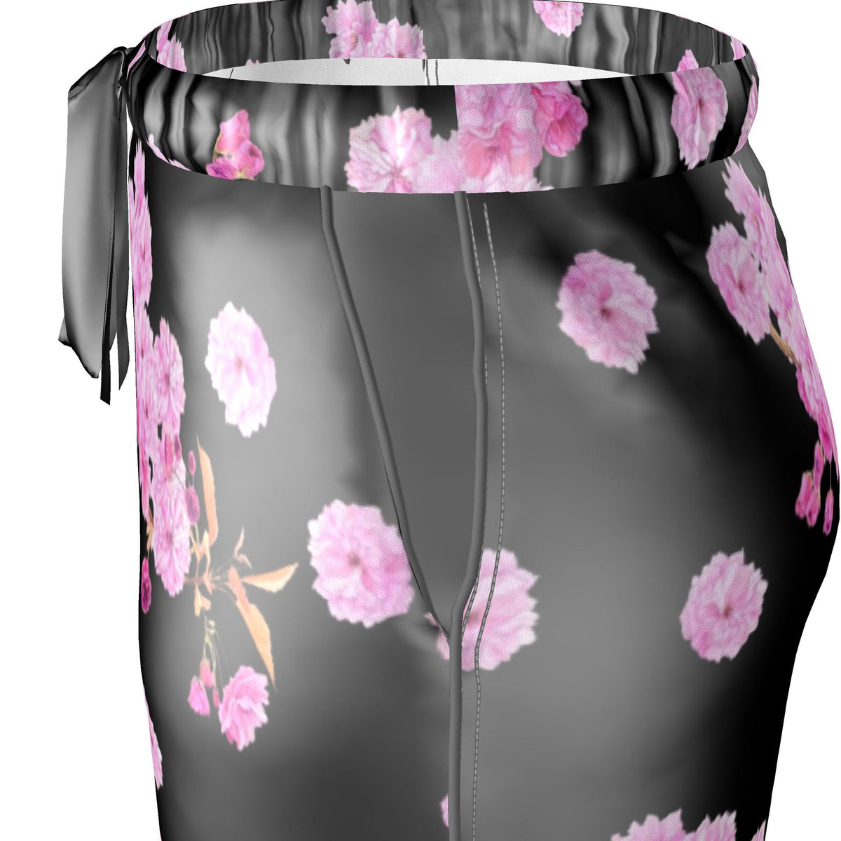 Silk Pajama Trousers Sakura | Black and Pink
