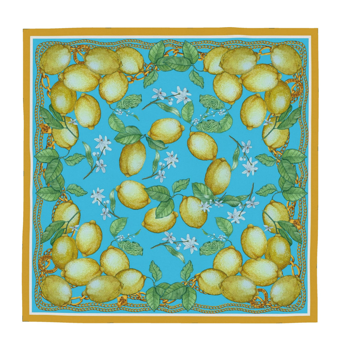 Silk Scarf Lemons | Blue and Yellow Color