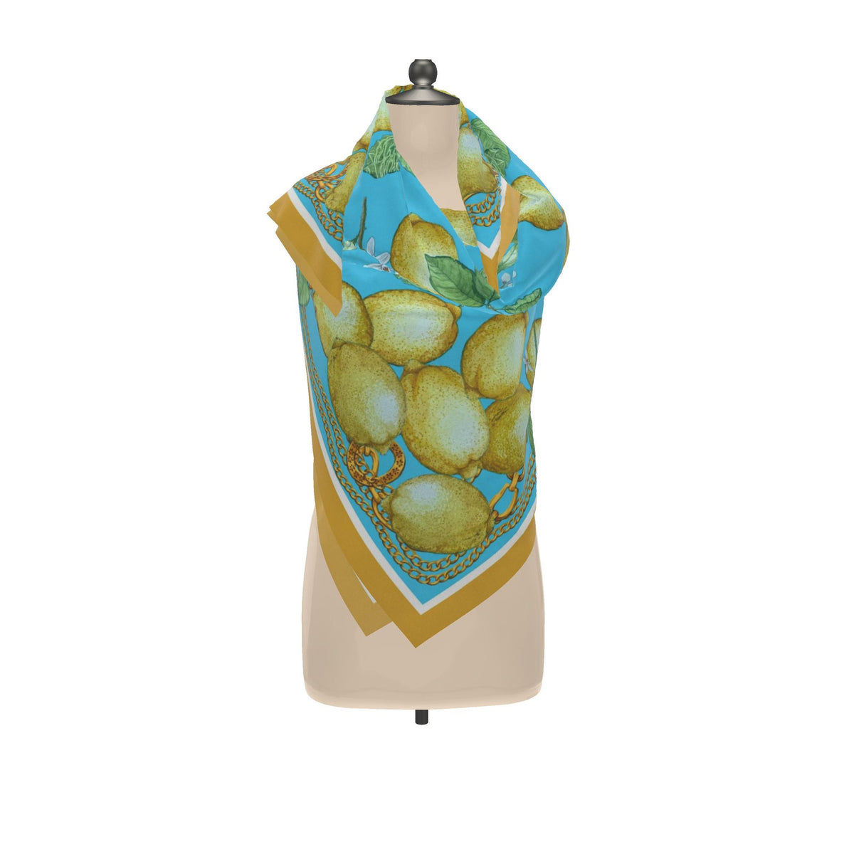Silk Scarf Lemons | Blue and Yellow Color