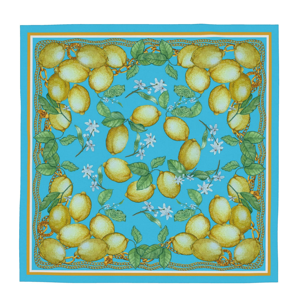 Silk Scarf Lemons | Blue Color