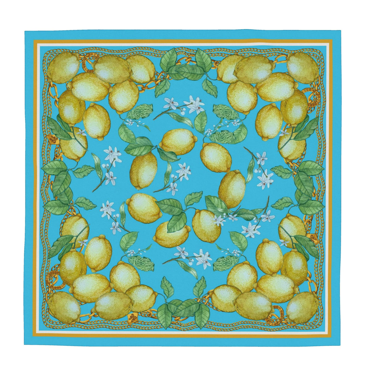 Silk Scarf Lemons | Blue Color