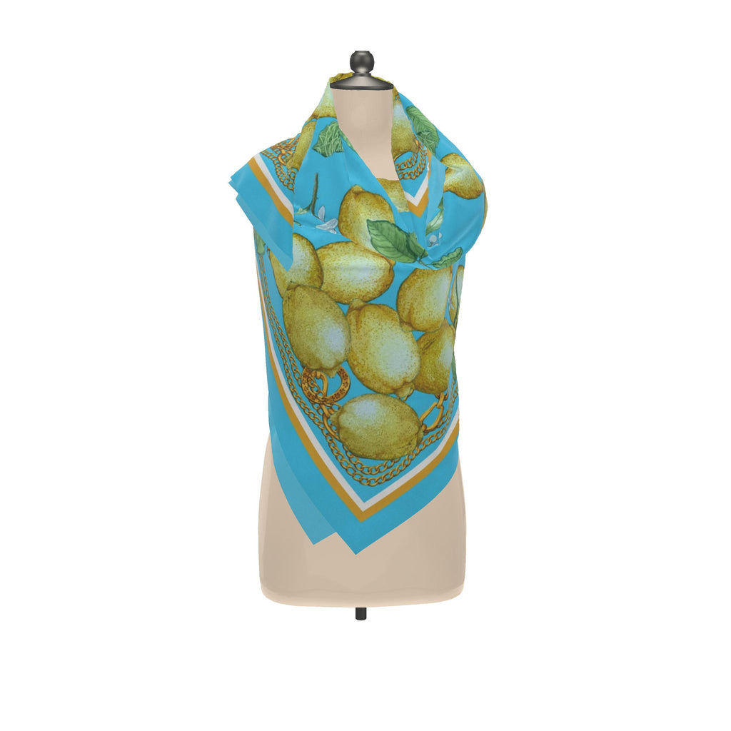 Silk Scarf Lemons | Blue Color