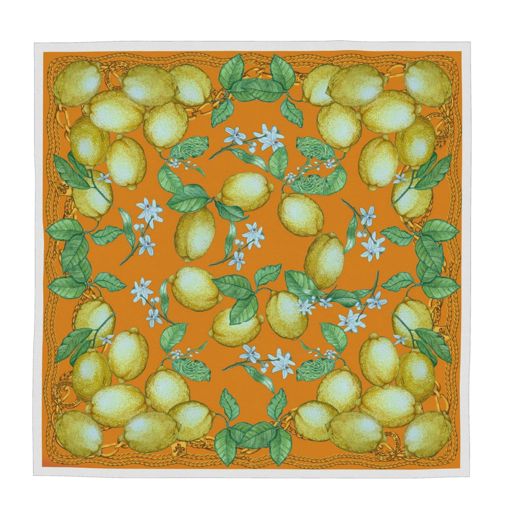 Silk Scarf Lemons | Orange and Yellow Color