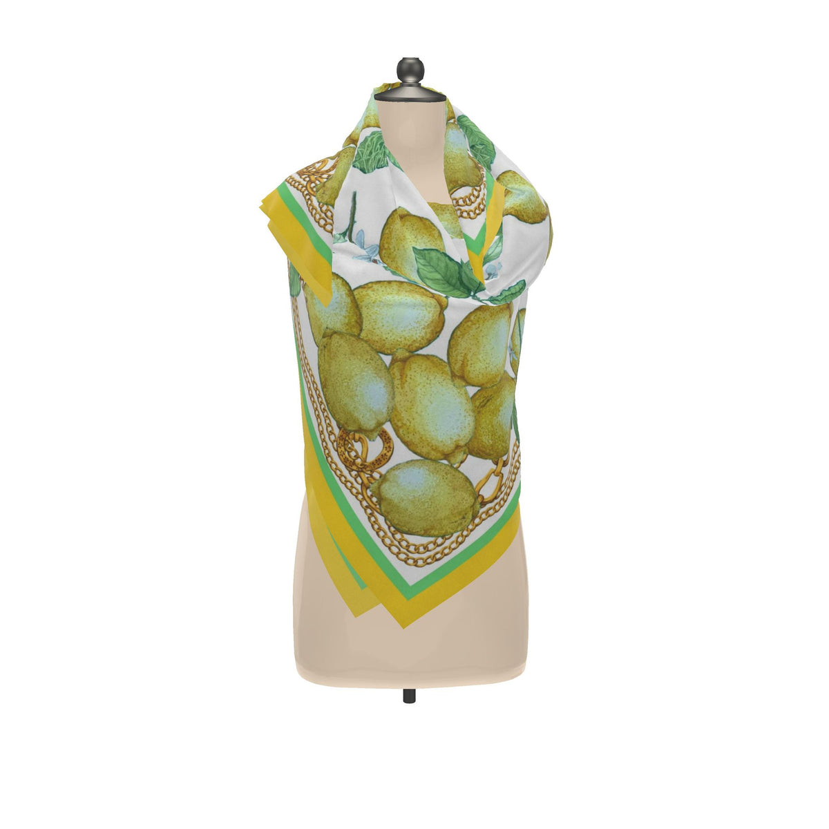 Silk Scarf Lemons | White Yellow Green Color