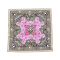 Silk Neck Scarf Bandana Sakura and Pearl Pattern | Cream Brown Color