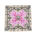 Silk Neck Scarf-Bandana with Sakura and Pearl Pattern | Cream Color