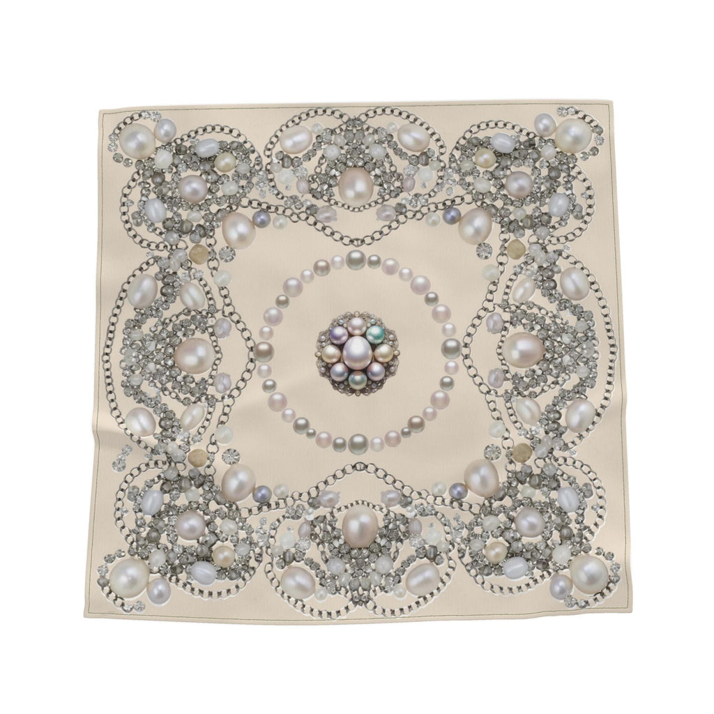 Silk Neck Scarf-Bandana Pearls | Cream Color