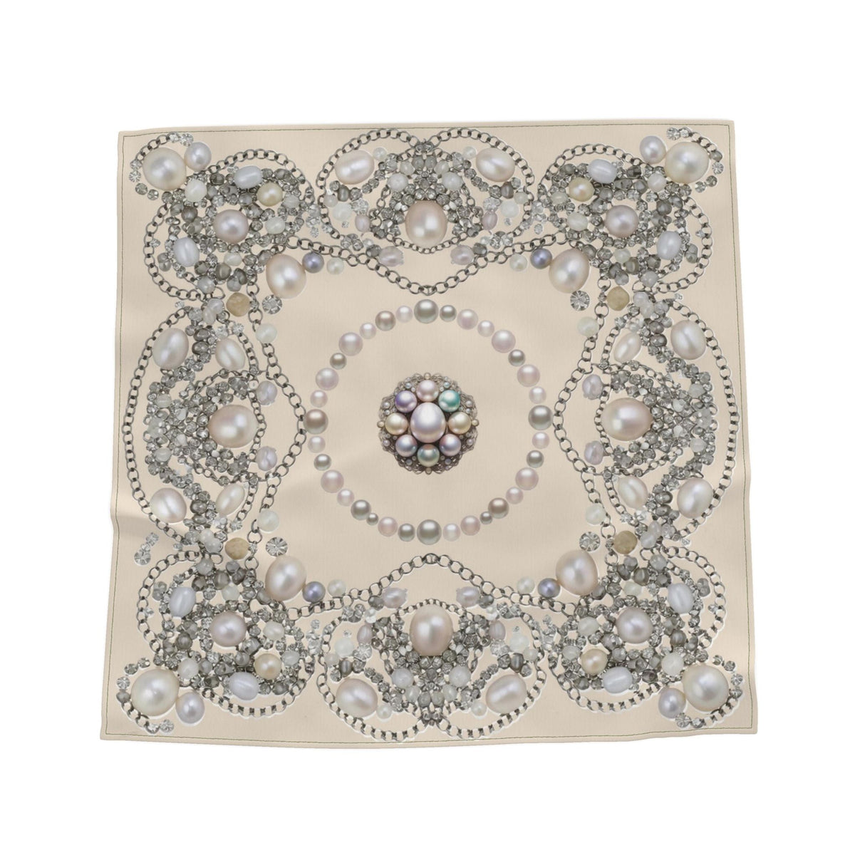 Silk Neck Scarf-Bandana Pearls | Cream Color