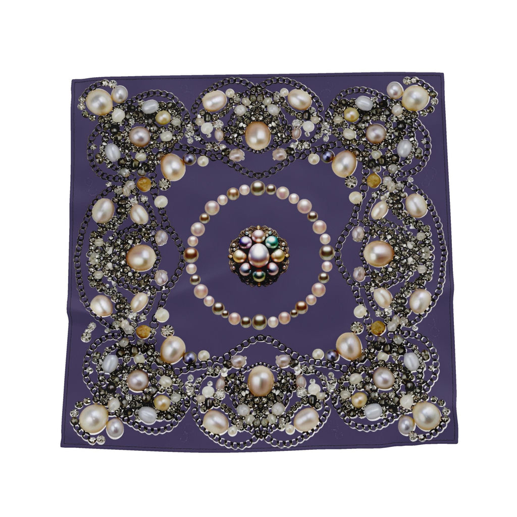 Silk Neck Scarf-Bandana Pearls | Deep Violet Color