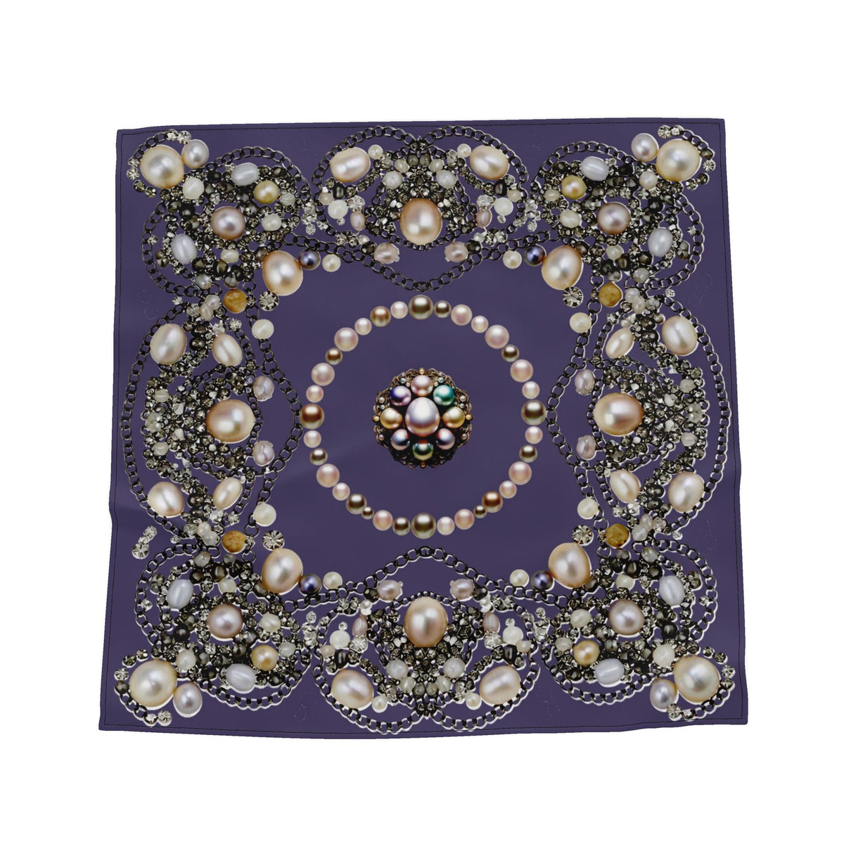Silk Neck Scarf-Bandana Pearls | Deep Violet Color