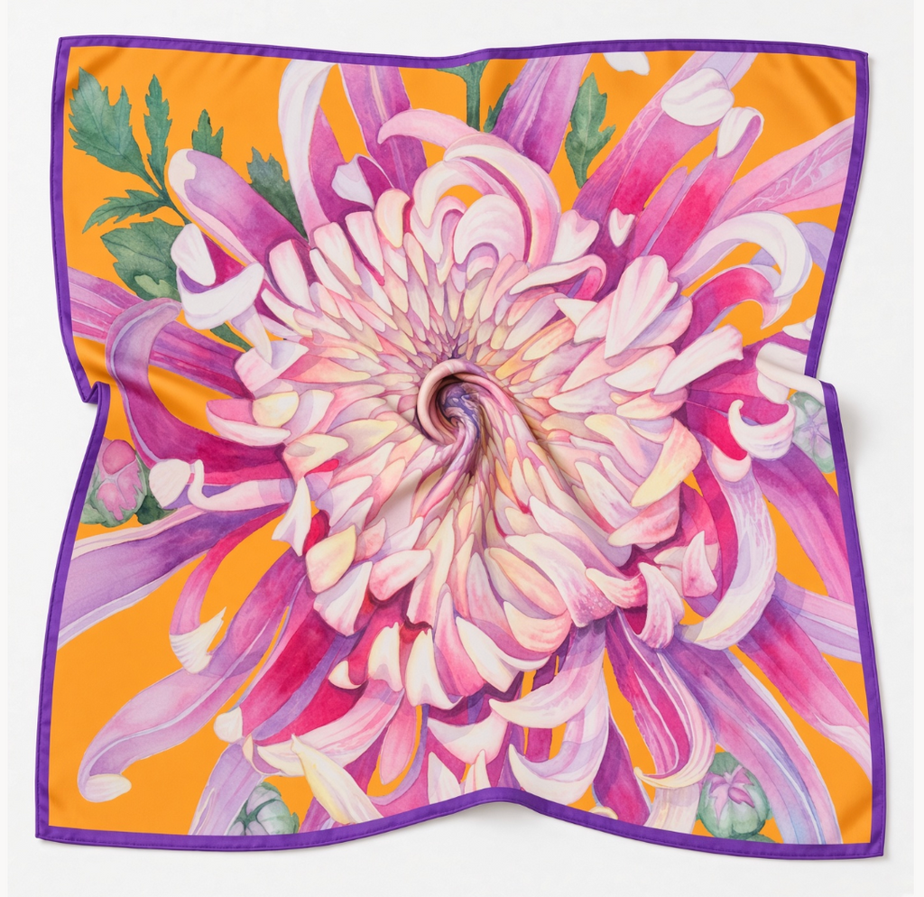 Flower Silk Scarf Dahlia