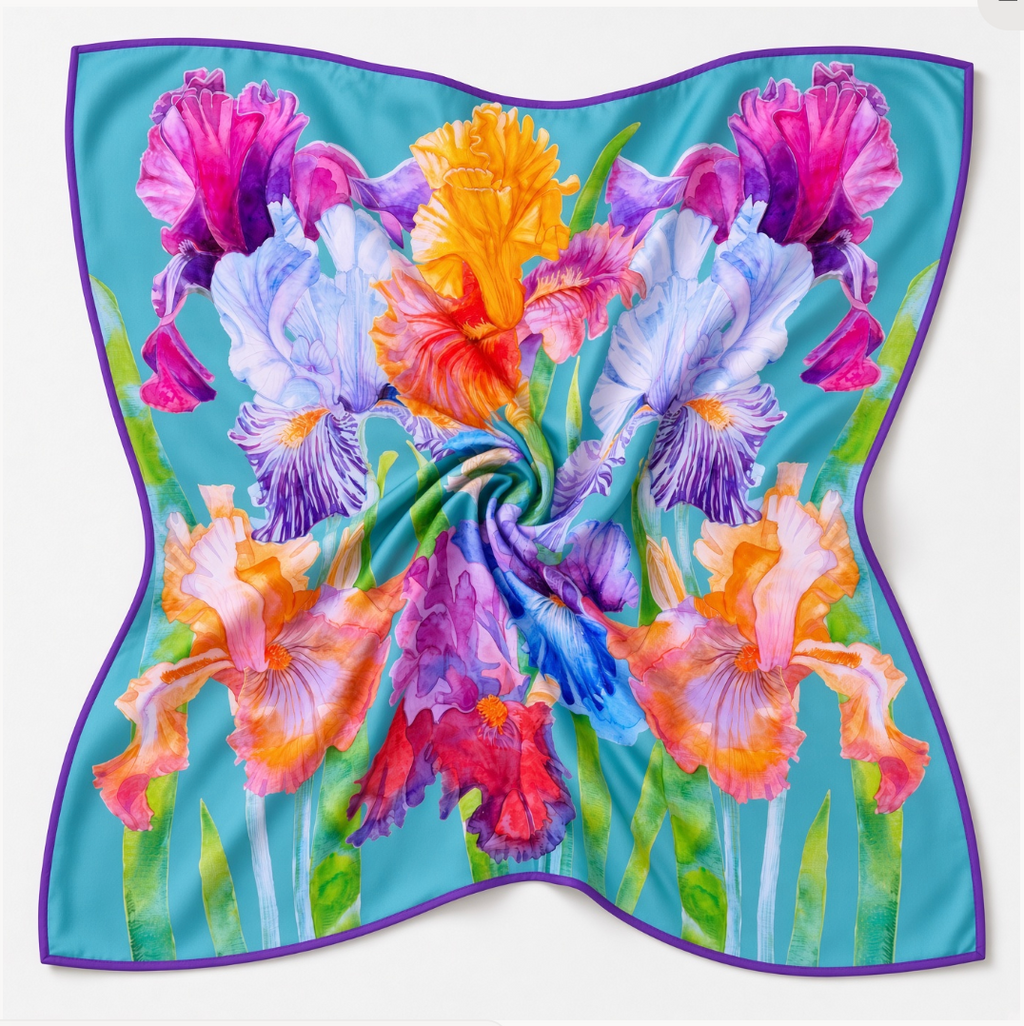 Flower Silk Scarf Irises