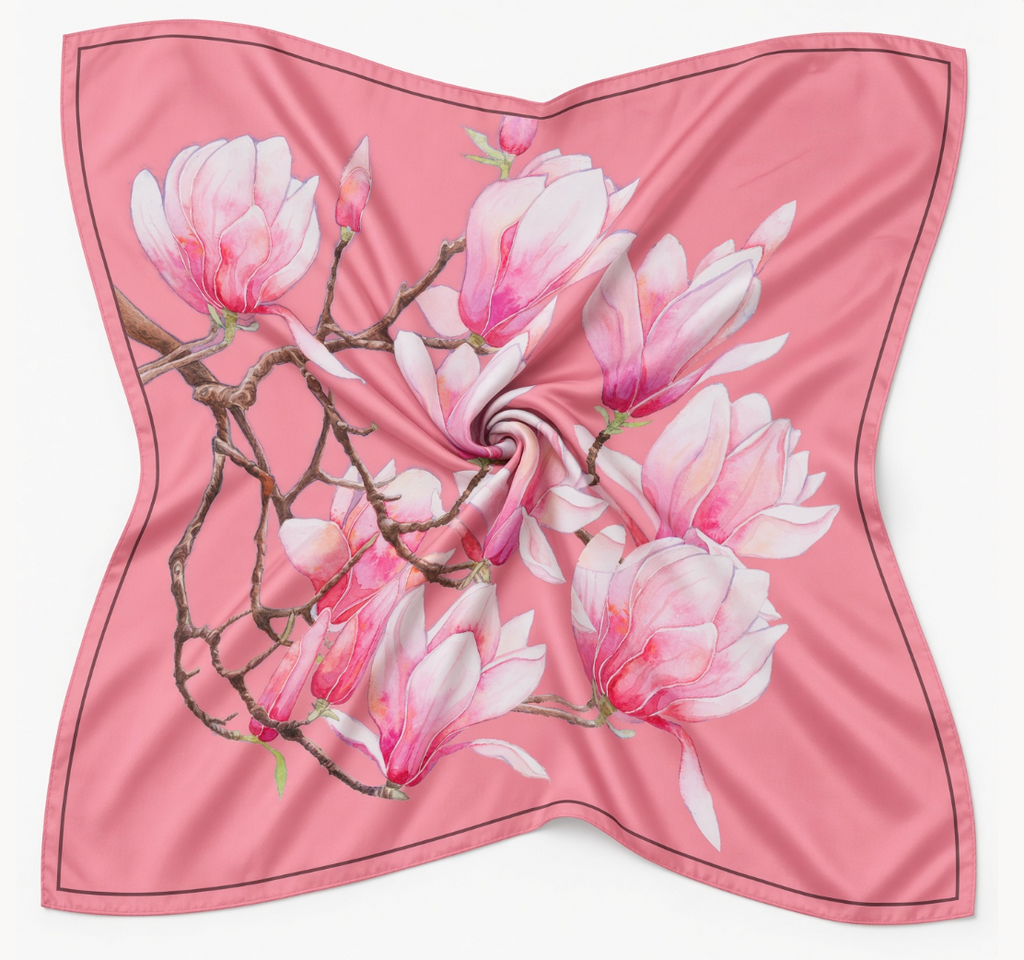 Floral Silk Scarf Magnolia