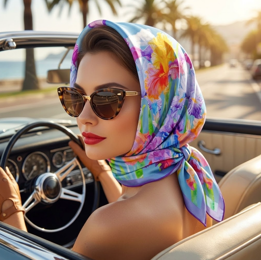 Floral Silk Scarf Irises