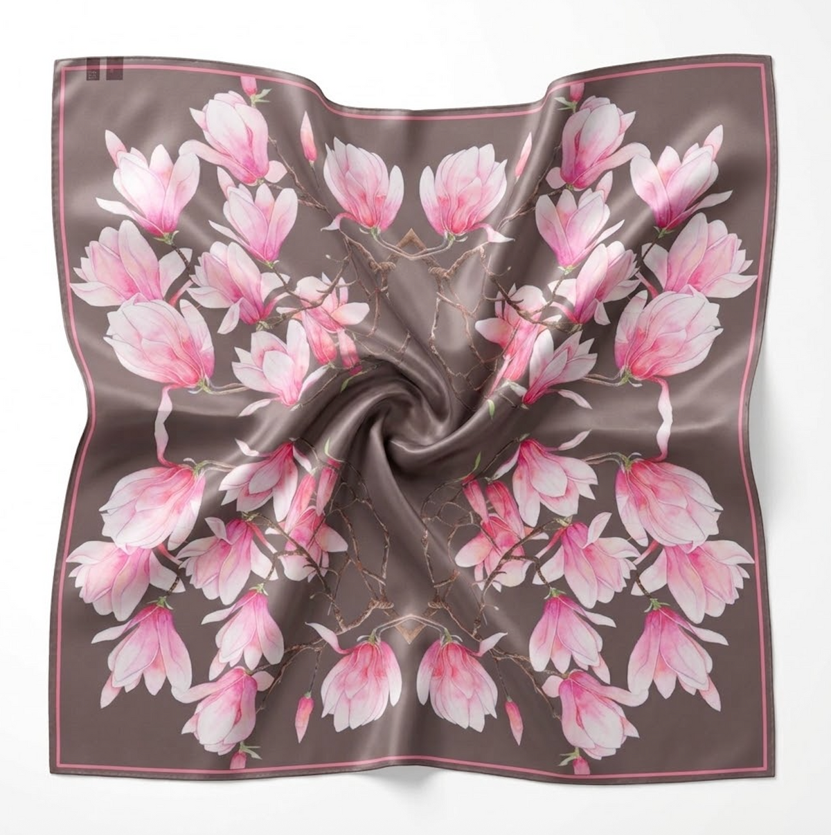 Patterned Silk Scarf Magnolia