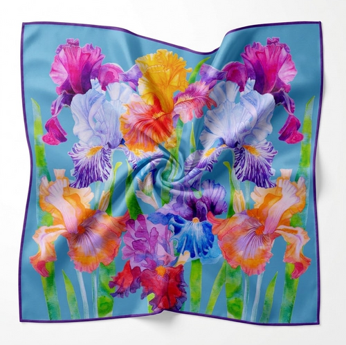 Floral Silk Scarf Irises