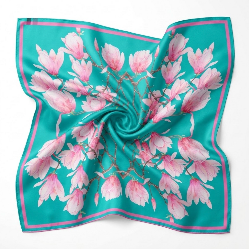 Patterned Silk Scarf Magnolia