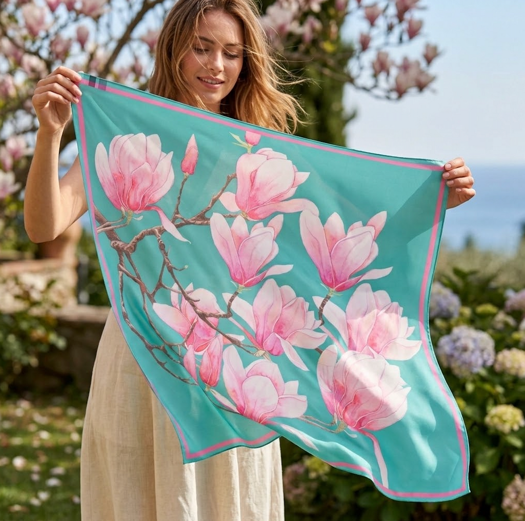 Floral Silk Scarf Magnolia