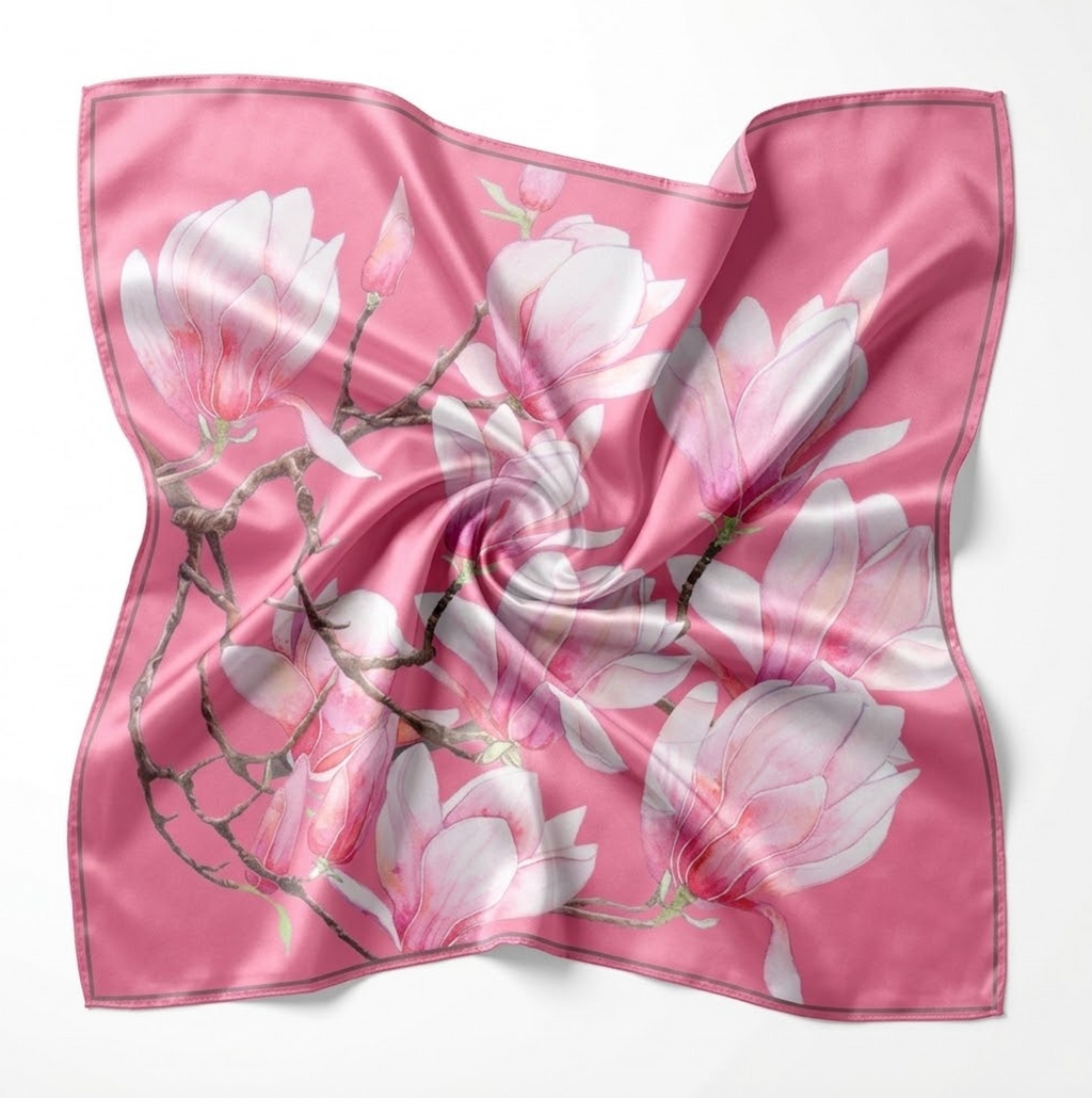 Floral Silk Scarf Magnolia