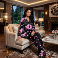 Silk Pajama Sakura | Black and Pink